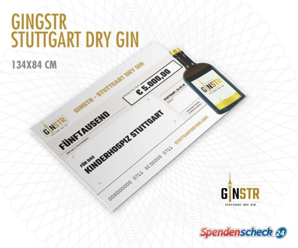 Spendenscheck Vorlage Gingstr Stuttgart dry gin