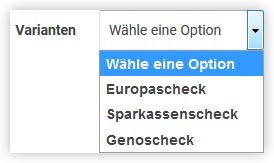 Scheckformular wählen