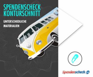 Spendenscheck mit Konturschnitt