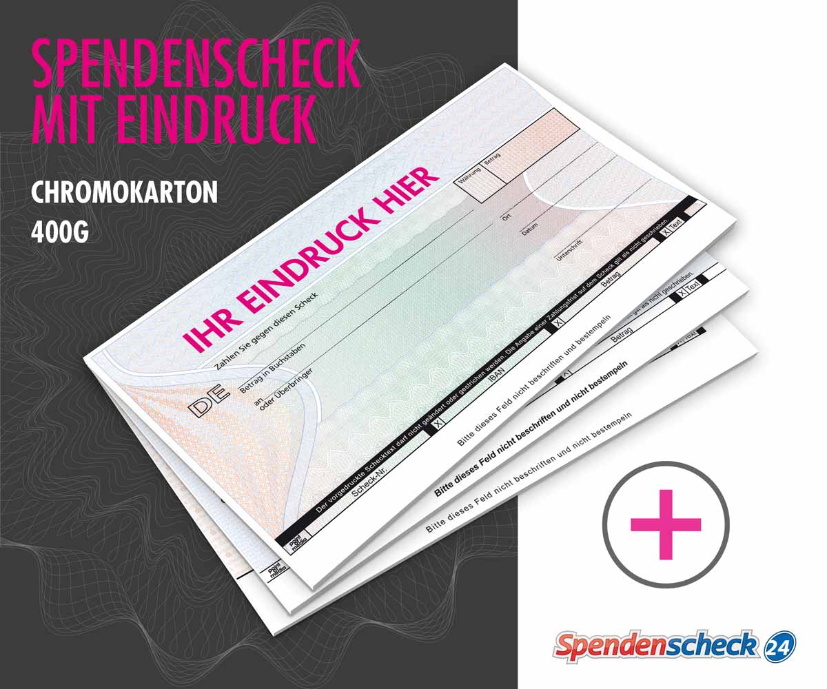 Spendenscheck mit Eindruck Spendenscheck mit Eindruck