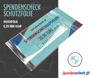 Spendenscheck Schutzfolie