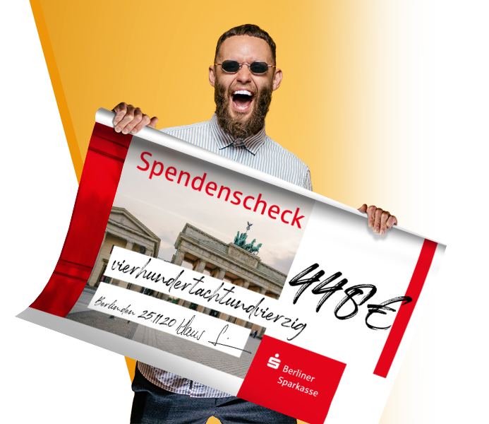 Rollbarer Spendenscheck Sparkasse