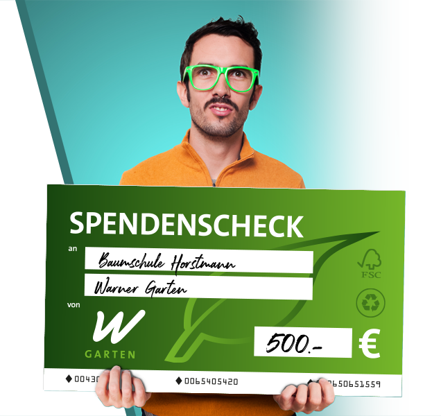 Recyclebarer Spendenscheck Volksbank