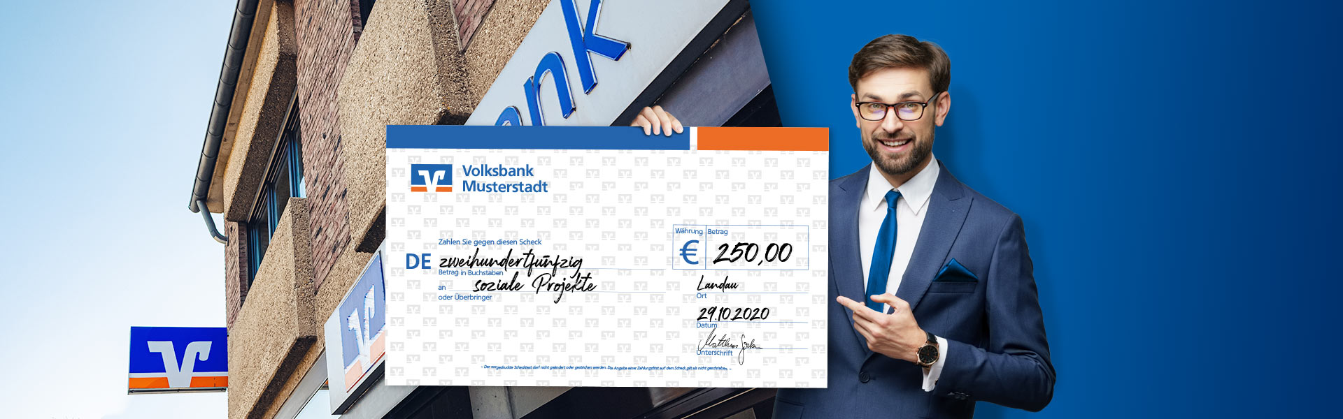 Volksbank Spendenscheck