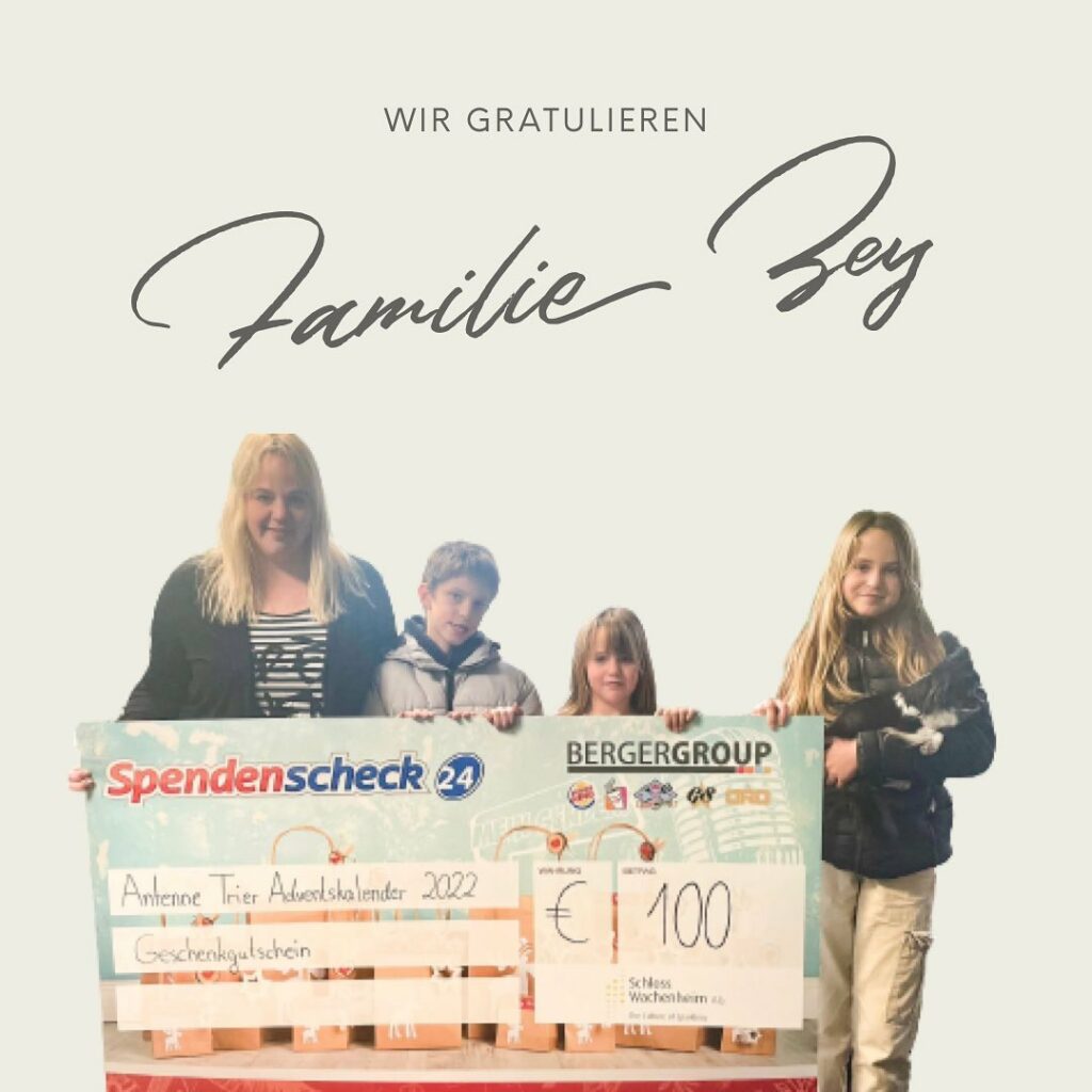 Spendenübergabe Antenne Trier - Adventskalender Türchen 5 - Spendenscheck24