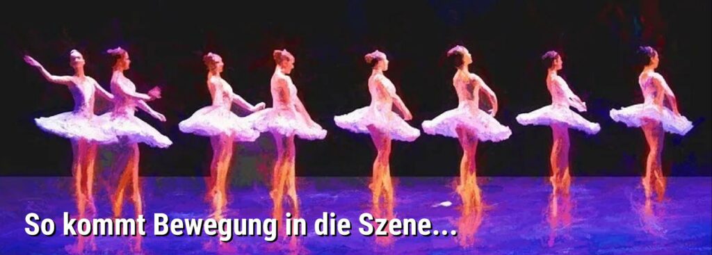 Eine Balletszene mit sechs Tänzerinnen.